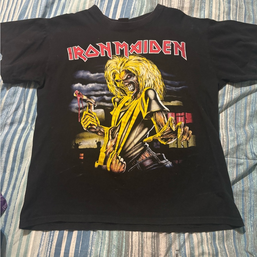 Iron Maiden Black Band T-Shirt with Yellow Graphic